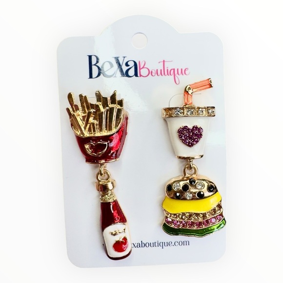 Burger and fries Playful Earrings - Picture 1 of 4